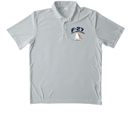 F-27 40th Anniversary Performance Apparel, a Silver Unisex Performance Polo