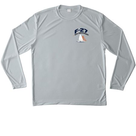 F-27 40th Anniversary Performance Apparel, a Silver Unisex Performance Long Sleeve Tee