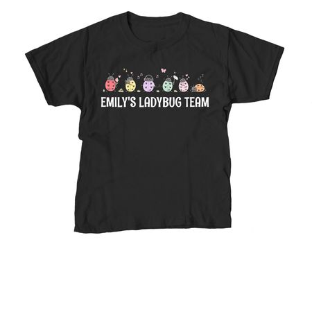 Emily's Ladybug Team, a Black Youth Unisex Tee