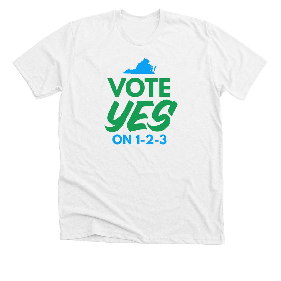 Vote YES on 1-2-3!, a Solid White Blend Premium Unisex Tee