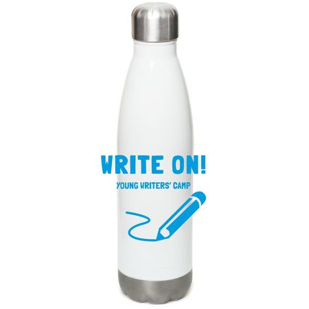 Write On! Young Writer's Camp Water Bottles, a White Stainless Steel Water Bottle