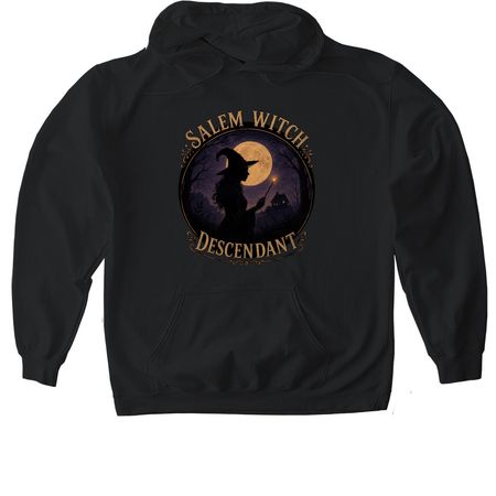 Salem Witch Descendant, a Black Gildan Softstyle Pullover Hoodie