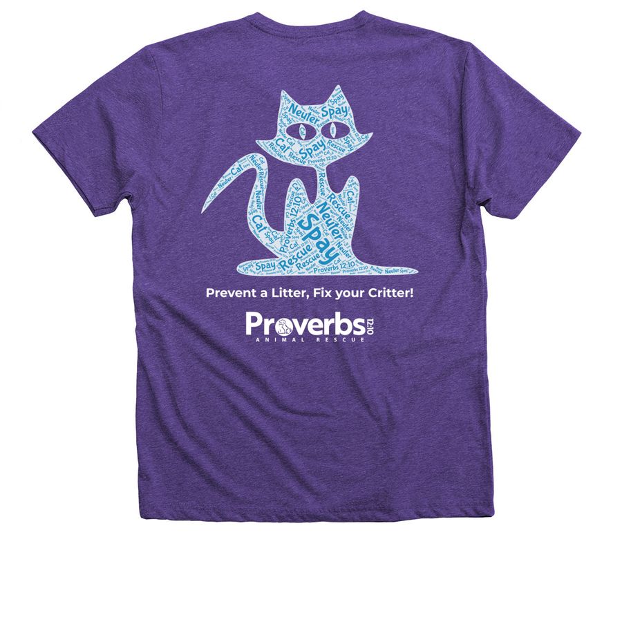 Spay & Neuter (Cat), a Purple Rush Premium V-Neck Tee (back-view)