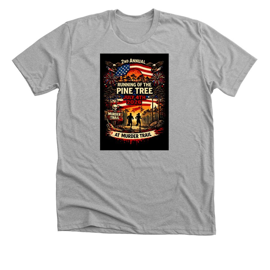 Pine tree one side, a Athletic Heather Premium Unisex Tee