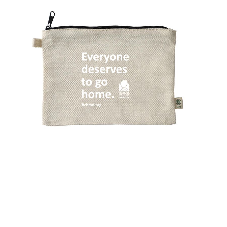 Everyone deserves to go home, a Natural 9"x7" Hemp Blend Pouch