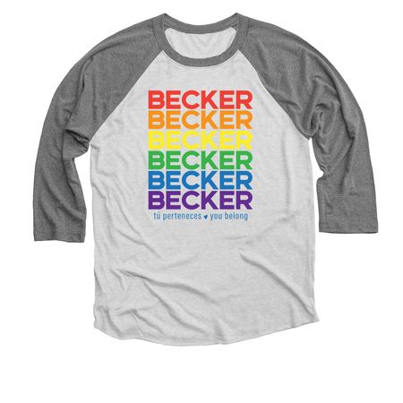 Becker Rainbow, a Premium Heather and Heather White 3/4 Sleeve Baseball Tee