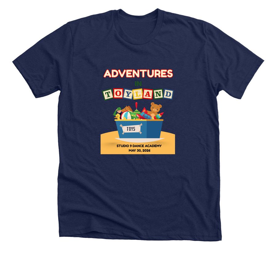 2026 Studio 9 Adventures in Toyland, a Solid Navy Blend Premium Unisex Tee