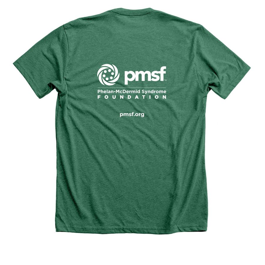 We Are Here (dark colors), a Heather Grass Green Premium Unisex Tee (back-view)
