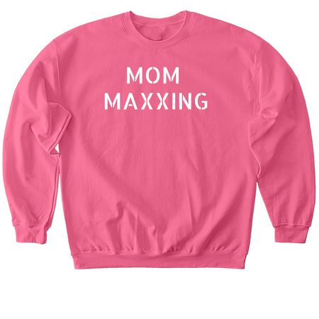 MOM MAXXING, a Pink Lemonade Softstyle Crewneck Sweatshirt