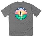 Sun Shirts Paddle More Live Happy, a Grey Concrete Heather Classic Performance Tee (back-view)