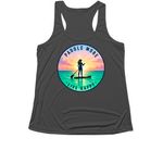 Sun Shirts Paddle More Live Happy, a Iron Grey Women's Performance Tank (back-view)