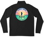 Sun Shirts Paddle More Live Happy, a Black Unisex Performance Quarter Zip Pullover (back-view)