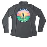 Sun Shirts Paddle More Live Happy, a Iron Grey Women's Performance Quarter Zip Pullover (back-view)