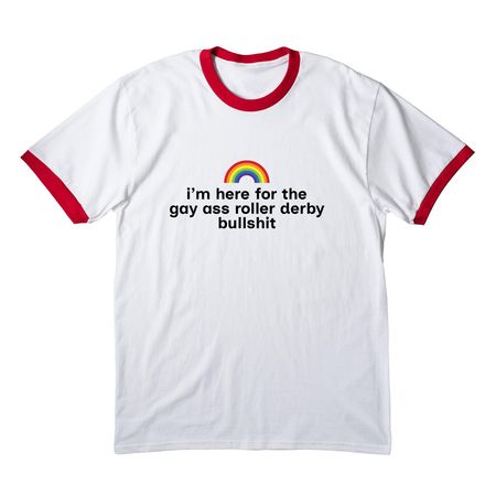 Roller Derby!, a White/ Red Cotton Ringer Tee