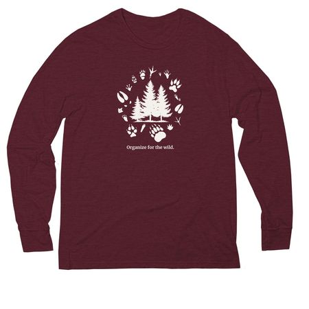 Organize For The Wild, a Vino Red Allmade Eco Triblend Long Sleeve Tee