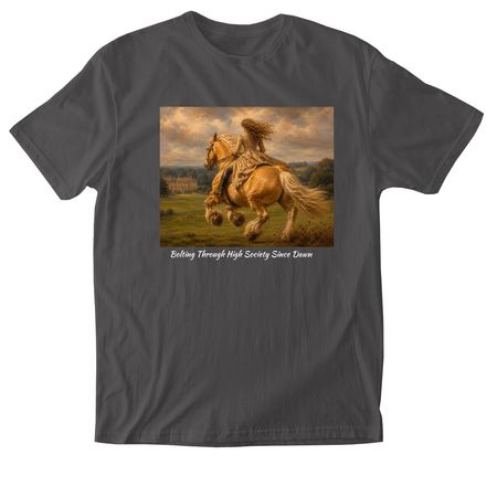 Sir Angus & the Countess of Gallopshire, a Charcoal Softstyle Cotton Tee