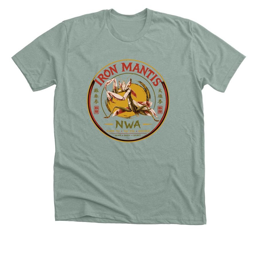 Iron Mantis NWA T-Shirt, a Heather Sage Premium Unisex Tee