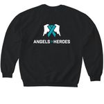 Angels To Heroes, a Black Softstyle Crewneck Sweatshirt (back-view)