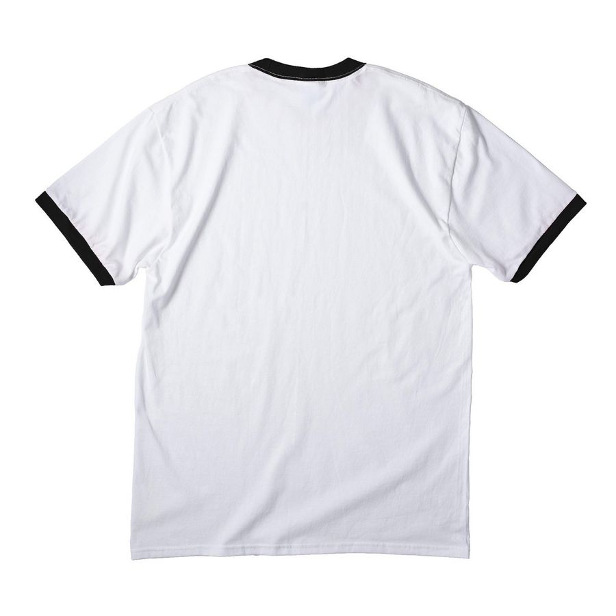 Rustic Austin Logo Shirt, a White/ Jet Black Cotton Ringer Tee (back-view)