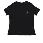 Mulherin Home - Bruce by the Bay, a Black Women's Relaxed V-Neck Tee (back-view)