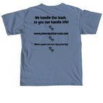 Jenevi's Pet Services Merch 1, a Blue Jean Comfort Colors Unisex Tee (back-view)