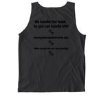 Jenevi's Pet Services Merch 1, a Black Comfort Colors Tank Top (back-view)