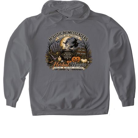 Spooky Herbal Magic, a Charcoal Gildan Softstyle Pullover Hoodie