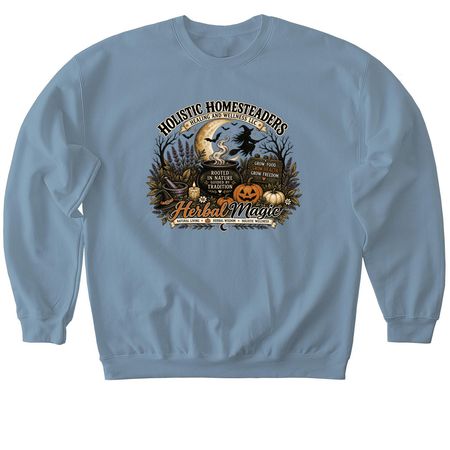 Spooky Herbal Magic, a Stone Blue Softstyle Crewneck Sweatshirt