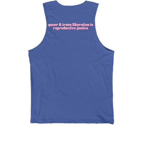 Be Gay, Fund Abortion, a True Royal Premium Cotton Tank (back-view)