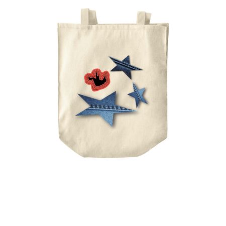 Y2K Vintage Denim Star Tote, a Natural Over-the-Shoulder Shopping Tote Bag