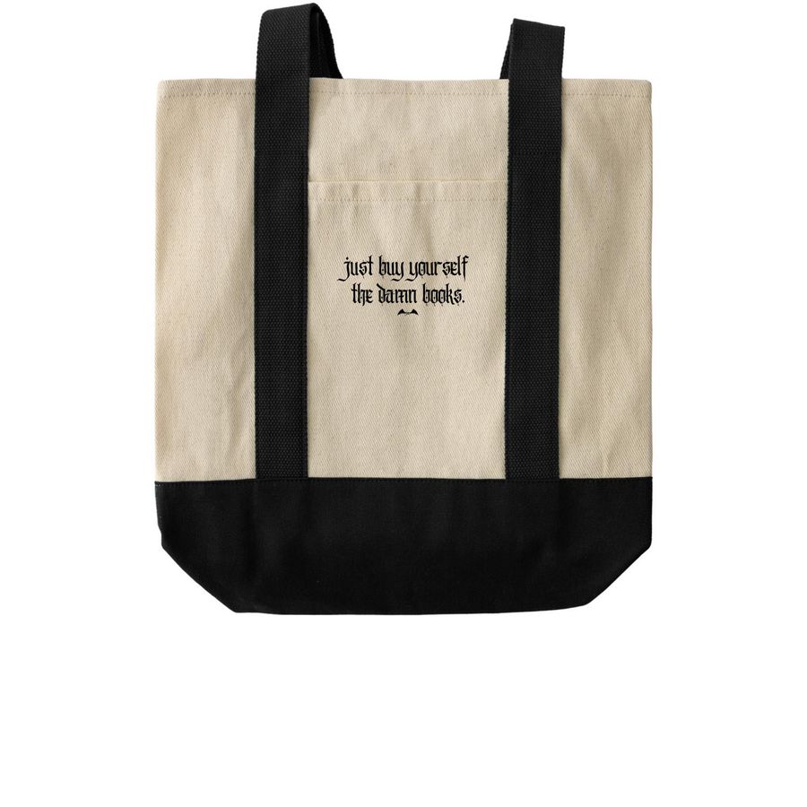 just buy yourself the damn books tote, a Natural/Black Two-Tone Grocery Tote Bag