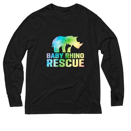 Tie Dye Rhino, a Deep Black Allmade Eco Triblend Long Sleeve Tee