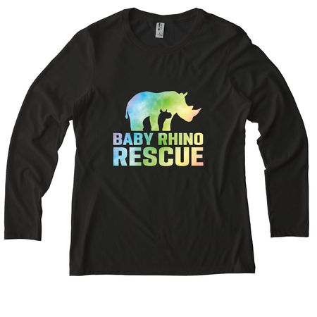 Tie Dye Rhino, a Space Black Allmade Eco Triblend Women?s Long Sleeve Tee