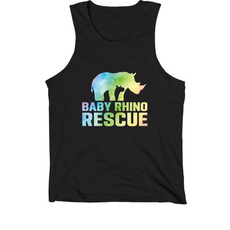 Tie Dye Rhino, a Black Premium Cotton Tank