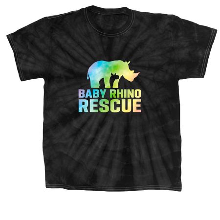 Tie Dye Rhino, a Black Classic Tie Dye Tee