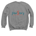 HairStory T-shirt, a Charcoal Crewneck Sweatshirt (back-view)