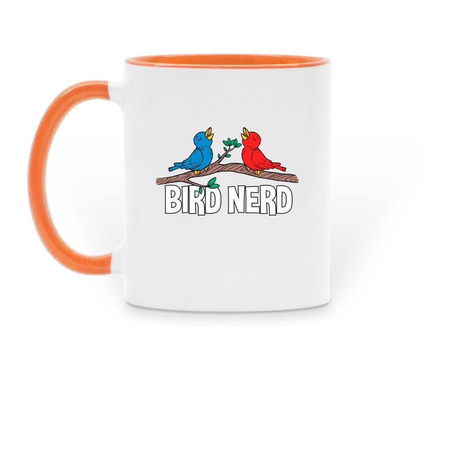 Bird Nerd Mug ver. 4, a Orange Two-Tone Ceramic Mug (back-view)