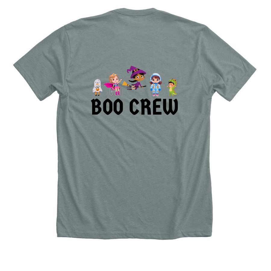 CHO Boo Crew, a Heather Blue Storm Premium Unisex Tee (back-view)