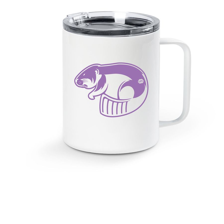 Angry Beaver Travel Coffee Mug, a White Stainless Steel Travel Mug