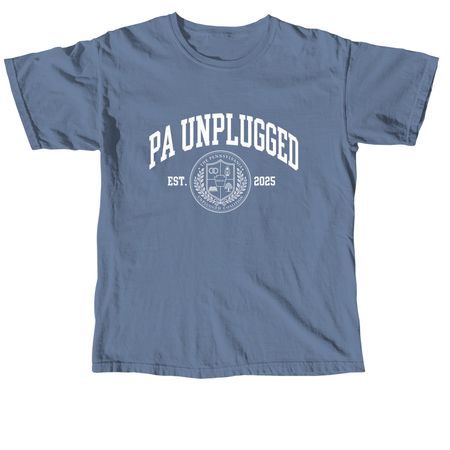 PA Unplugged Collegiate Crewneck, a Blue Jean Comfort Colors Unisex Tee