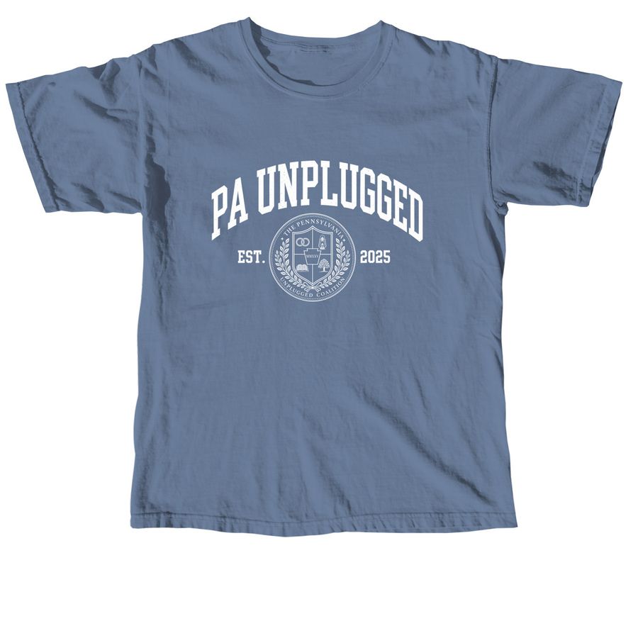 PA Unplugged Collegiate Crewneck, a Blue Jean Comfort Colors Unisex Tee