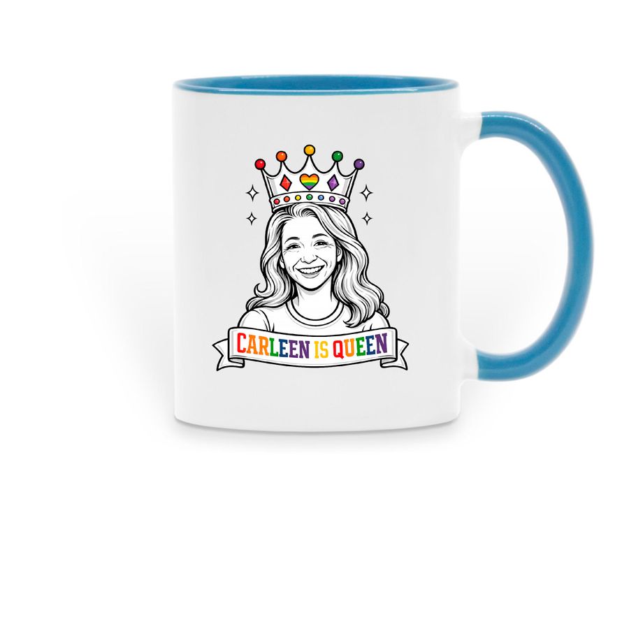 Carleen is Queen Mug, a Light Blue Two-Tone Ceramic Mug