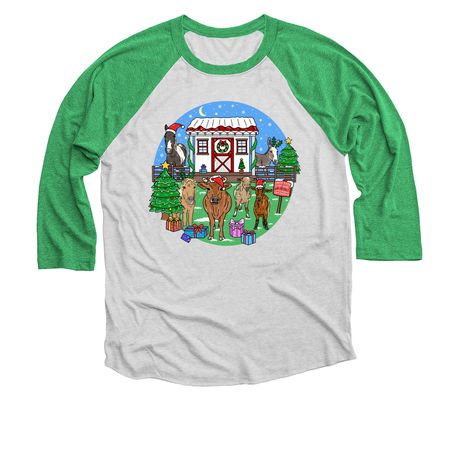 Little Buckets Christmas&nbsp;, a Envy and Heather White 3/4 Sleeve Baseball Tee