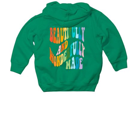 Toddler Beautifully and Wonderfully Made, a Kelly Toddler Pullover Hoodie (back-view)
