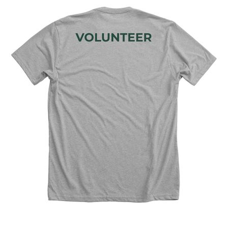 Volunteer (on back), a Athletic Heather Premium Unisex Tee (back-view)