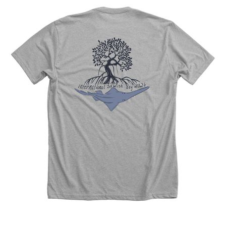 ISD 2026 (original logo), a Athletic Heather Premium Unisex Tee (back-view)