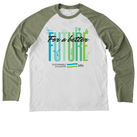 For A Better Future - Long Sleeves, a Olive You Green/ Bright White Allmade Eco Triblend Colorblock Raglan Long Sleeve Tee