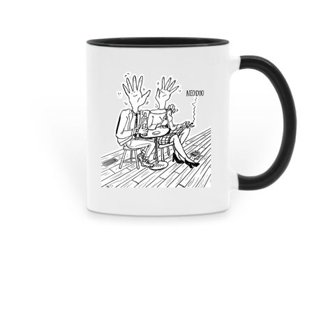 Getting Handsy Mug, a Black Two-Tone Ceramic Mug