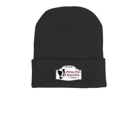 PPJ Logo Knit Hat, a Black Printed Cuffed Beanie