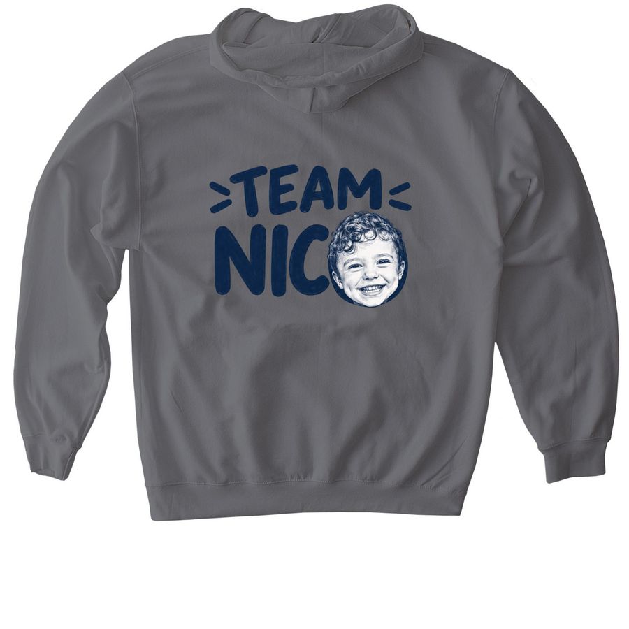 Team Nico, a Charcoal Gildan Softstyle Pullover Hoodie (back-view)